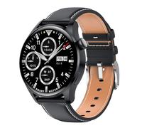 (Black-leather) 1.35 inch IPS Full-Touch Screen BT Call Dynamic Heart Rate Blood Oxygen Pressure Monitor Professional Motion Analysis
