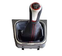 Black Leather ABS Gear Shift Knob Lever Stick Handle Boot Cover Gaiter Case for VW Golf 5/6 MK5 MK6 Scirocco Octavia (5 Speed)
