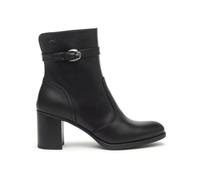 Black Leather Ankle Boots with Decorative Buckle- female- Nerogiardini- Heeled Boots- Black- 5 UK- Shoes 5 UK