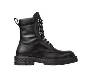 Black leather ankle boots with logo - male - Jimmy Choo - Lace-up Boots - Black - 9 UK - Shoes 9 UK