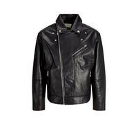 Black Leather Biker Jacket - male - Jack & Jones - Leather Jackets - Black - L - Jackets L