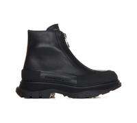 Black Leather Boots with Silver Zipper - female - Alexander McQueen - Ankle Boots - Black - 6 UK - Shoes 6 UK