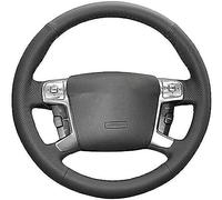 Black Leather Car Steering Wheel Cover for Ford Mondeo Mk4 S-Max Focus 3 Kuga Hand-stitched Car Steering Wheel Cover