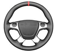 Black Leather Car Steering Wheel Cover, For Ford Transit Connect Grand Tourneo Custom 2013 2014 2015 2016-2000,Grey Line