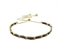 Black Leather Choker Adjustable Gold Chain Necklace for Women Simple Boho Jewelry Gift