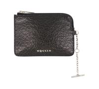 Black Leather Coin Pouch with Chain, male, Alexander McQueen, Wallets & Cardholders, Black, ONE SIZE, Accessories ONE SIZE