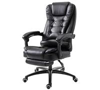 Black Leather Desk Chair with Lumbar Support, Footrest, Headrest, Adjustable Height, Swivel Task Chair for Home Office & Conference Room - Ultimate t Design