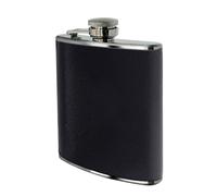 Black Leather Effect Stainless Steel Hip Flask Set, 8oz Flask With Matching Shot Glasses And Funnel Premier Housewares Black One Size