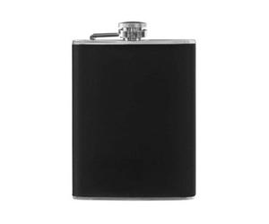 Black Leather Effect Stainless Steel Hip Flask Set | Black Hip Flask