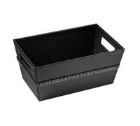 Black Leather Effect Storage Box With Diamante Detail.