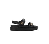 Black Leather Flat Sandals, female, Tory Burch, Flat Sandals, Black, 3 UK, Shoes 3 UK