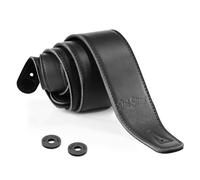 Black Leather Guitar Strap by Dat Strap | 100% Handmade Adjustable Real Leather | Padded Layer for Comfort | Extra Long | for Electric, Acoustic, Bass and Classical Guitar