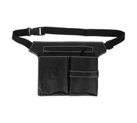 Black Leather Hairdressing Scissors Belt Pouch Large Capacity | Adjustable Waist Holder for Brushes and Cosmetics, Secures Scissors, Simple Stitched Finish, for Men and Professionals