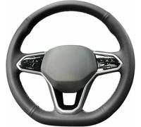 Black Leather Hand-stitched Car Steering Wheel Cover, for VW Atlas/Atlas