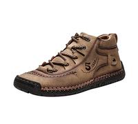 Black Leather Lace Up Shoes Men, Lightweight Military Combat Shoes Flat Bottom Casual Shoes Lace Up Sports Footwear Non-Slip Outdoor Jogging Shoe Comfortable Slip-On Round Toe Sneakers