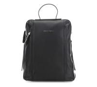 Black Leather Laptop Bag with Front Zip Pocket, female, Piquadro, Backpacks, Black, ONE SIZE, Bags ONE SIZE