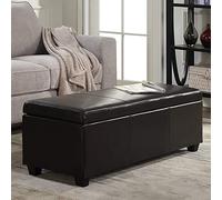 Black Leather Lift Top Storage Ottoman Bench Tufted Foot Rest Stool for Living Room & Bedroom 39x17x17 inches Stylish & Functional Furniture Solution