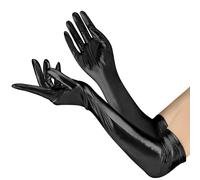 Black Leather Long Gloves for Women - Halloween Costume, Sexy Fancy Dress