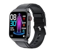 (Black leather) New E500 Blood Glucose Smart Watch Ecg Monitoring Blood Pressure Body Temperature Smartwatch Men Ip68 Waterproof Fitness Tracker - Smart Watches