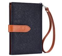 Black Leather Passport Wallet, RFID Blocking Travel Holder for Family with Multiple Card Slots, Zippered Coin Pocket and SIM Storage, Premium Passport Case