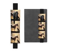 Black Leather Pen Holder Bookmark BROLEO Horse Meets Dog Printed Adjustable Elastic Band 8.3-1.8 in Suitable for Most notebooks Diaries