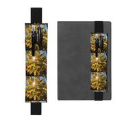 Black Leather Pen Holder Bookmark BROLEO Leaves Glowing in The Sun Printed Adjustable Elastic Band 8.3-1.8 in Suitable for Most notebooks Diaries