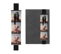 Black Leather Pen Holder Bookmark BROLEO Little Pink Elephant Watering The Flowers Printed Adjustable Elastic Band 8.3-1.8 in Suitable for Most notebooks Diaries