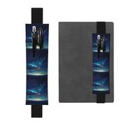 Black Leather Pen Holder Bookmark BROLEO Paper Plane in The Starry Sky Printed Adjustable Elastic Band 8.3-1.8 in Suitable for Most notebooks Diaries