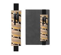 Black Leather Pen Holder Bookmark BROLEO Sand Leopard Gecko Printed Adjustable Elastic Band 8.3-1.8 in Suitable for Most notebooks Diaries