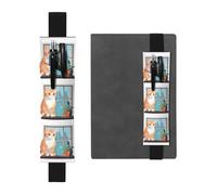 Black Leather Pen Holder Bookmark BROLEO Vase and Kitten in Front of The Window Printed Adjustable Elastic Band 8.3-1.8 in Suitable for Most notebooks Diaries