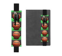 Black Leather Pen Holder Bookmark HYTTER Basketball Background Printed Adjustable Elastic Band 8.3-1.8 in for notebooks Diaries Manuals Planners