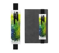 Black Leather Pen Holder Bookmark HYTTER Brazilian Fingerprint Printed Adjustable Elastic Band 8.3-1.8 in for notebooks Diaries Manuals Planners