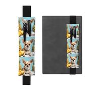 Black Leather Pen Holder Bookmark HYTTER Chihuahua Dog Pineapple Printed Adjustable Elastic Band 8.3-1.8 in for notebooks Diaries Manuals Planners