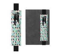 Black Leather Pen Holder Bookmark HYTTER Cute Pandas Printed Adjustable Elastic Band 8.3-1.8 in for notebooks Diaries Manuals Planners