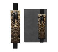 Black Leather Pen Holder Bookmark HYTTER Mayan Calendar End of The World Printed Adjustable Elastic Band 8.3-1.8 in for notebooks Diaries Manuals Planners