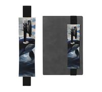 Black Leather Pen Holder Bookmark HYTTER Orca Killer Whale Printed Adjustable Elastic Band 8.3-1.8 in for notebooks Diaries Manuals Planners