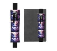 Black Leather Pen Holder Bookmark HYTTER Purple and wirte Dragons Printed Adjustable Elastic Band 8.3-1.8 in for notebooks Diaries Manuals Planners