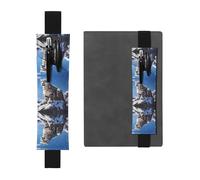 Black Leather Pen Holder Bookmark HYTTER Snow Leopard Printed Adjustable Elastic Band 8.3-1.8 in for notebooks Diaries Manuals Planners