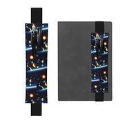 Black Leather Pen Holder Bookmark JKIEGOQ Celestial Planet Picture Adjustable Elastic Band 8.3-1.8 inch for notebooks Diaries Hardcover Journal