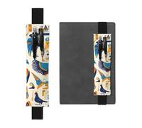 Black Leather Pen Holder Bookmark JKIEGOQ Egypt Hieroglyphics Picture Adjustable Elastic Band 8.3-1.8 inch for notebooks Diaries Hardcover Journal