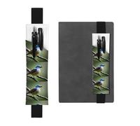Black Leather Pen Holder Bookmark JKIEGOQ Ethereal Nightingale Bird Picture Adjustable Elastic Band 8.3-1.8 inch for notebooks Diaries Hardcover Journal