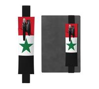 Black Leather Pen Holder Bookmark JKIEGOQ Flag of The Syrian Arab Republic Picture Adjustable Elastic Band 8.3-1.8 inch for notebooks Diaries Hardcover Journal
