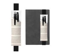 Black Leather Pen Holder Bookmark JKIEGOQ Sign Language Alphabet Picture Adjustable Elastic Band 8.3-1.8 inch for notebooks Diaries Hardcover Journal