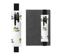 Black Leather Pen Holder Bookmark MJHKXLJ A Small Green House Pattern Adjustable Elastic Band 8.3-1.8 inch for notebooks Diaries Hardcover Journal