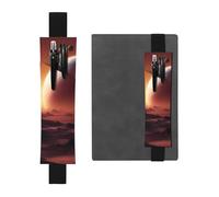 Black Leather Pen Holder Bookmark MJHKXLJ Alien Planet Pattern Adjustable Elastic Band 8.3-1.8 inch for notebooks Diaries Hardcover Journal