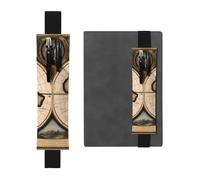 Black Leather Pen Holder Bookmark MJHKXLJ Ancient Map World Globe Pattern Adjustable Elastic Band 8.3-1.8 inch for notebooks Diaries Hardcover Journal