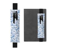 Black Leather Pen Holder Bookmark MJHKXLJ Arctic owl Pattern Adjustable Elastic Band 8.3-1.8 inch for notebooks Diaries Hardcover Journal