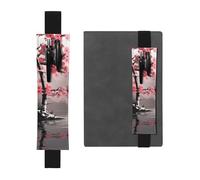 Black Leather Pen Holder Bookmark MJHKXLJ Bamboo and Cherry Blossoms Tree Zen Pattern Adjustable Elastic Band 8.3-1.8 inch for notebooks Diaries Hardcover Journal