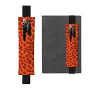 Black Leather Pen Holder Bookmark MJHKXLJ Basketball Pattern Adjustable Elastic Band 8.3-1.8 inch for notebooks Diaries Hardcover Journal