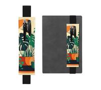 Black Leather Pen Holder Bookmark MJHKXLJ Cartoon Turtle Back Bamboo Pattern Adjustable Elastic Band 8.3-1.8 inch for notebooks Diaries Hardcover Journal